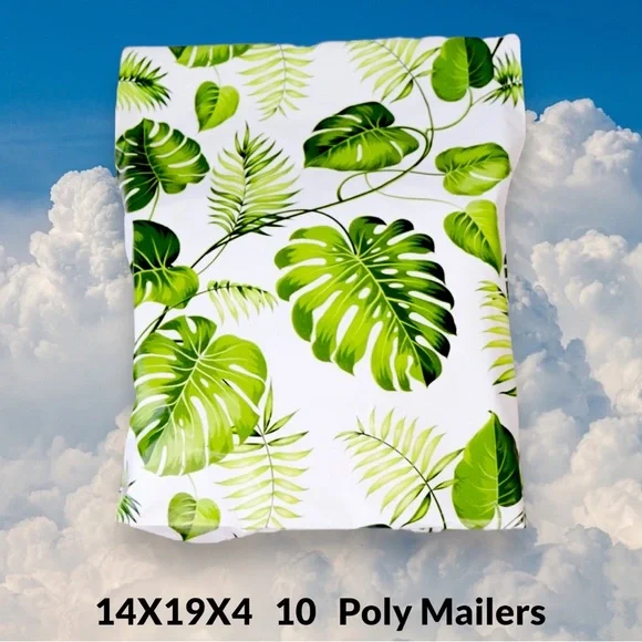 ( Quantity 10 14X19X4 ) Monstera Leaves Poly Mailers Bag Shipping Envelope - Picture 1 of 1